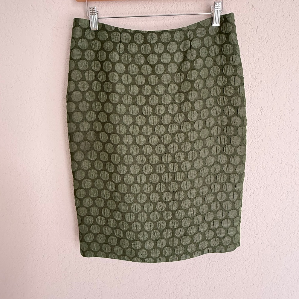 Maeve Anthropologie Green Polka Dot Pencil Skirt Size 2
